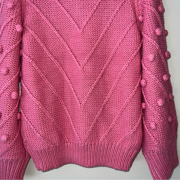 NEW Hyacinth House TUCKERNUCK Punchy Pink Pom Pom Lainey Sweater Women's Medium - Picture 8 of 10